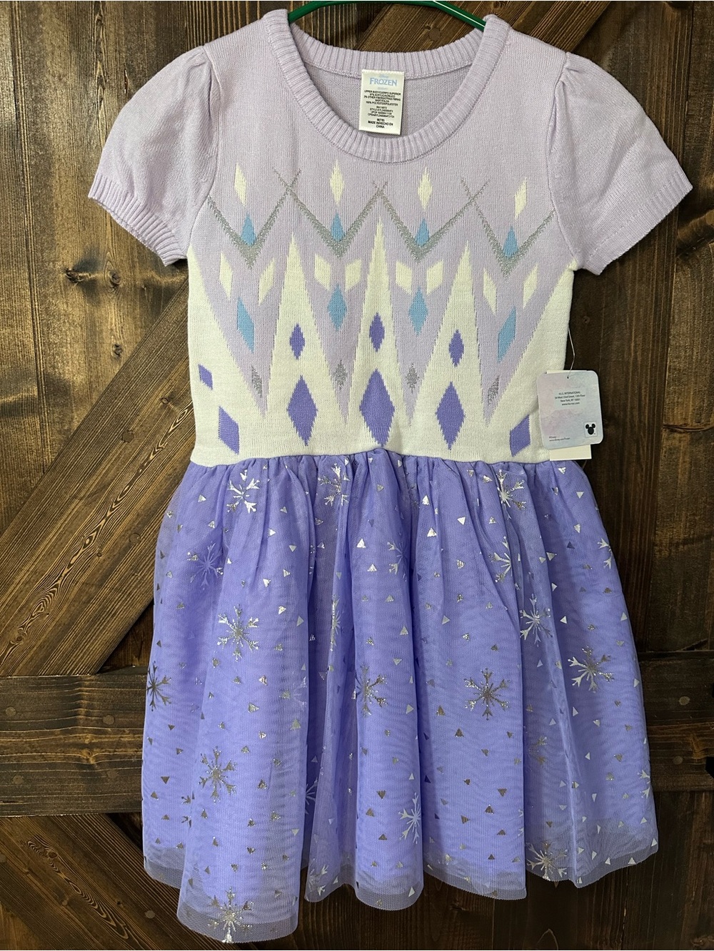 Disney Frozen Purple Lavender Knit & Tulle Snowflake Dress
